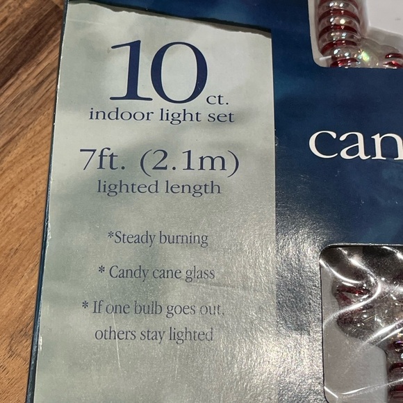Vintage Glass Candy Cane Indoor String Light Set 10 Lights 7 ft Long NOS - Picture 5 of 7